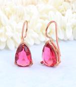 Red Stone Studed Hoop Earrings