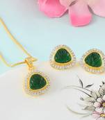 Gold Pendants with Green Stones