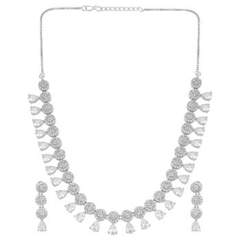 CZ Elegance Layered Stone Studded Necklace Sets 2