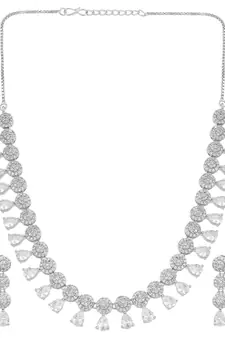 CZ Elegance Layered Stone Studded Necklace Sets