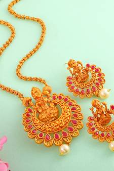 Gold Plated Laxmi Temple Necklace-sets