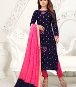Navy-Blue Bandhej Cotton Salwar
