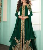 Green Embroidered Georgette Salwar Up To 42" Size