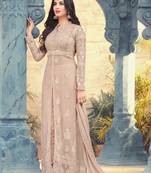 Peach Embroidered Georgette Salwar Free size full stitched Up To 42" Size