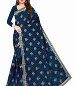 Blue Print Chiffon Foil Saree with Blouse