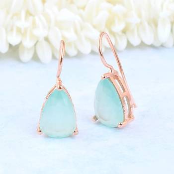 Aqua Stone Studs Hoop Earrings 1