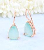 Aqua Stone Studs Hoop Earrings