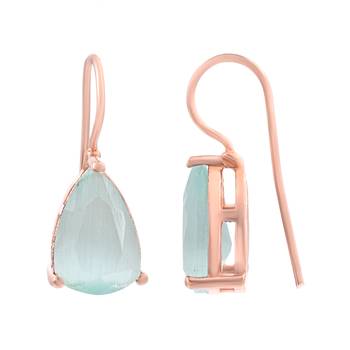 Aqua Stone Studs Hoop Earrings 2