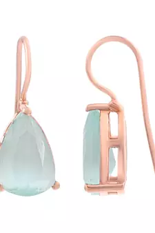 Aqua Stone Studs Hoop Earrings