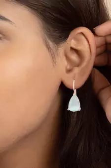 Aqua Stone Studs Hoop Earrings