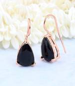 Black Stone Studs Hoop Earrings