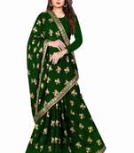 Green Print Chiffon Foil Saree with Blouse