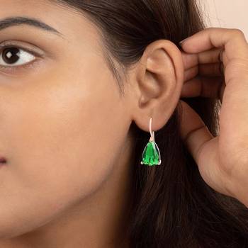 Emerald Green Stone Studded Hoop Earrings 3