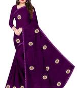 Purple Swarovski Work Chiffon Embroidered Saree with Blouse