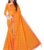 Yellow Print Chiffon Foil Saree with Blouse