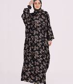 Silk Route | Black Printed Viscose Prayer Dress | Namaz Dress | 