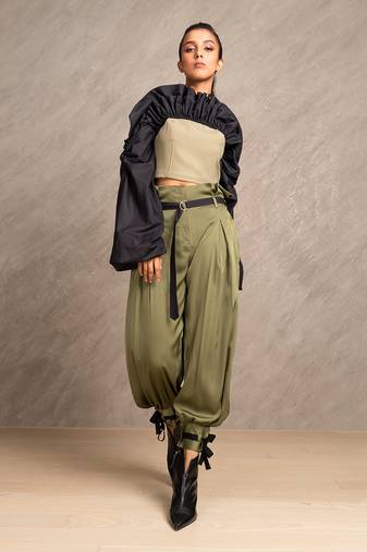 Olive Green & Black Tempest Top