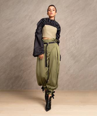 Olive Green & Black Tempest Top 1