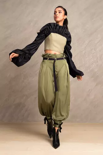Olive Green & Black Tempest Top