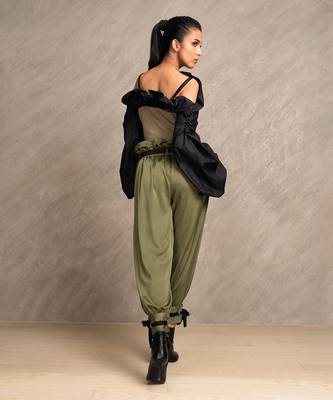 Olive Green & Black Tempest Top 3
