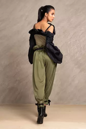 Olive Green & Black Tempest Top
