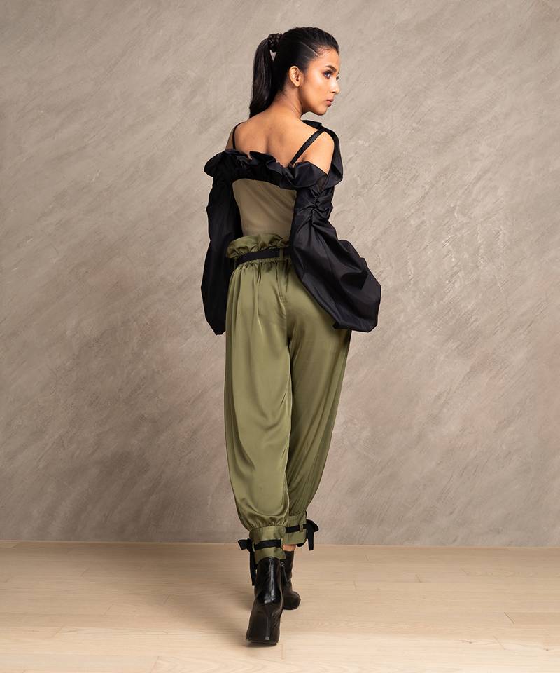 Olive Green & Black Tempest Top
