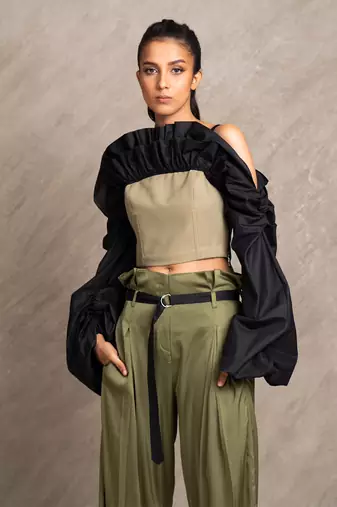 Olive Green & Black Tempest Top