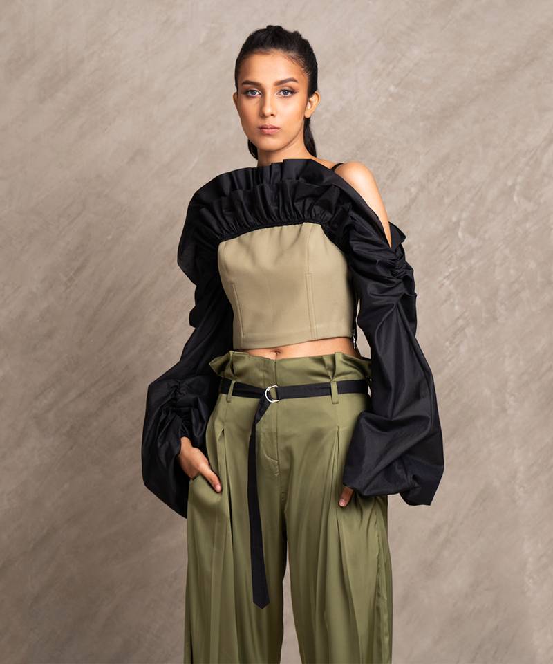 Olive Green & Black Tempest Top