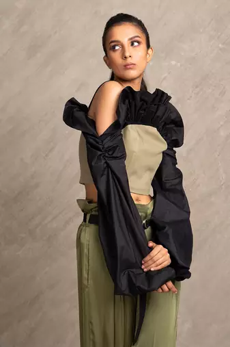 Olive Green & Black Tempest Top