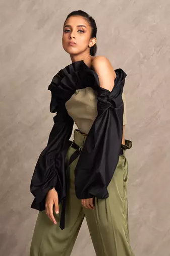 Olive Green & Black Tempest Top