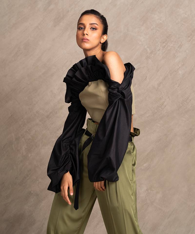 Olive Green & Black Tempest Top