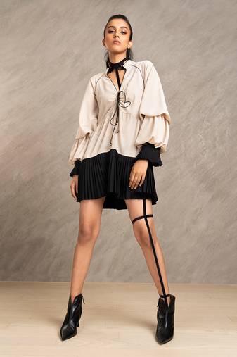 Beige & Black Harlow Dress