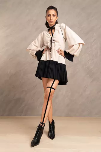 Beige & Black Harlow Dress