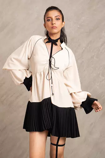 Beige & Black Harlow Dress