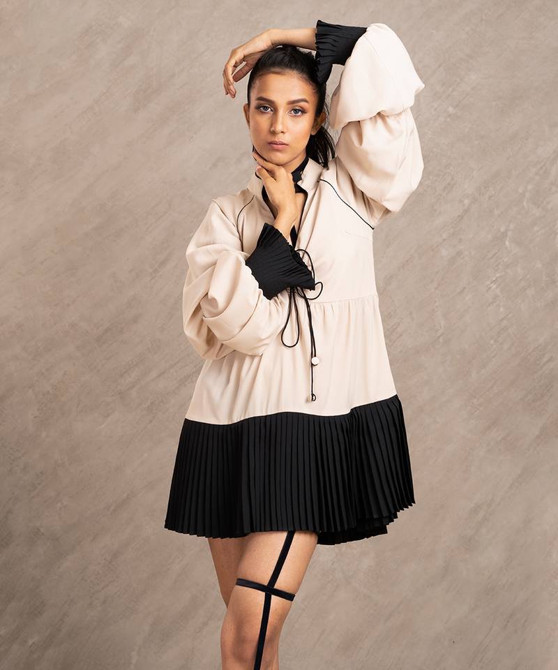 Beige & Black Harlow Dress