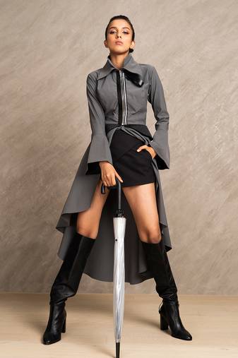 Charcoal Grey & Black Black Mamba Tunic Dress