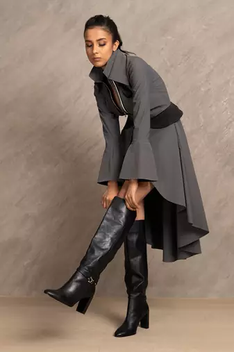 Charcoal Grey & Black Black Mamba Tunic Dress