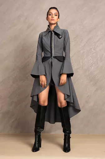 Charcoal Grey & Black Black Mamba Tunic Dress