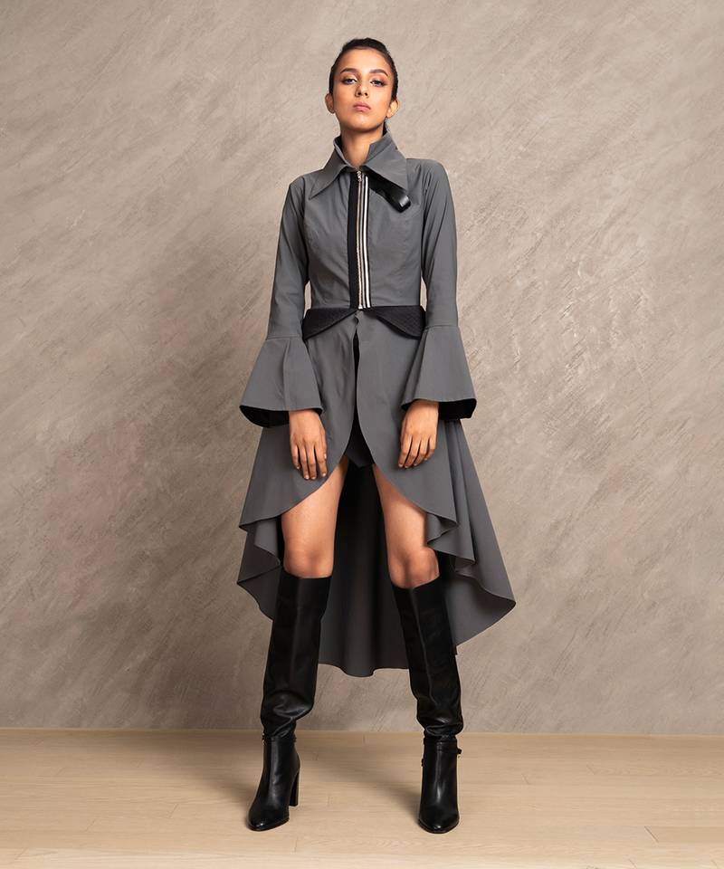 Charcoal Grey & Black Black Mamba Tunic Dress