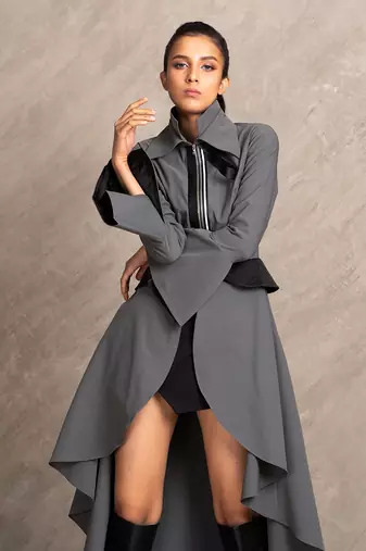 Charcoal Grey & Black Black Mamba Tunic Dress