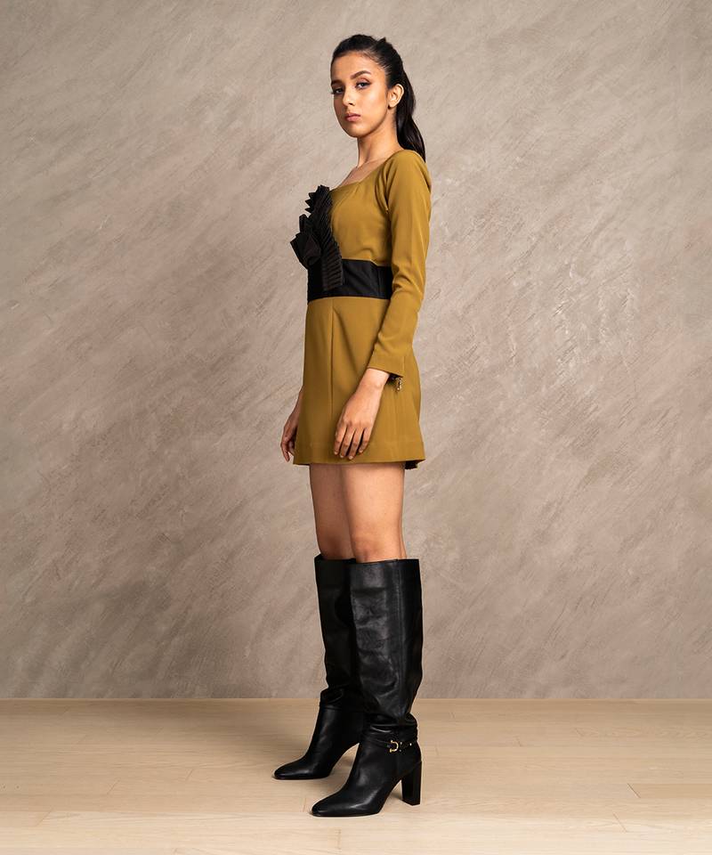 Dark Mustard & Black Lola Dress