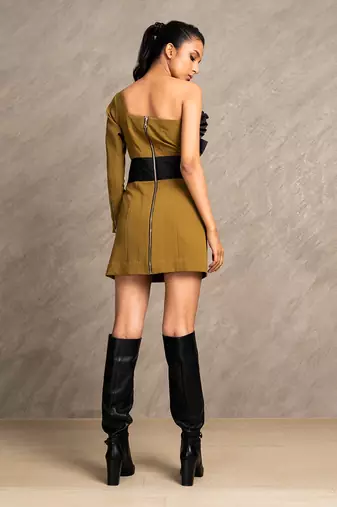Dark Mustard & Black Lola Dress