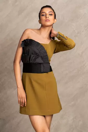 Dark Mustard & Black Lola Dress