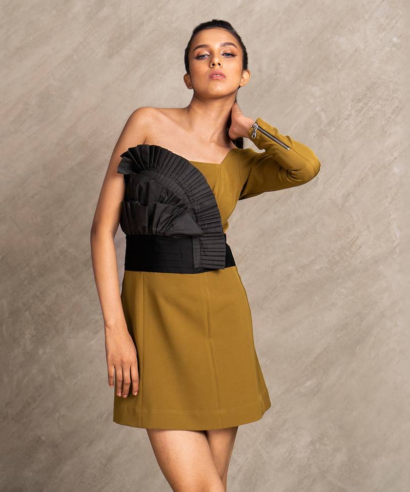 Dark Mustard & Black Lola Dress