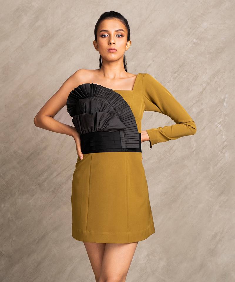 Dark Mustard & Black Lola Dress