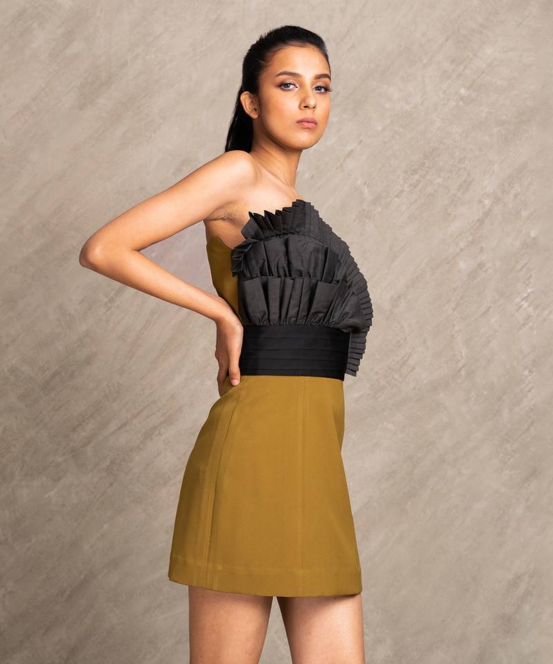 Dark Mustard & Black Lola Dress