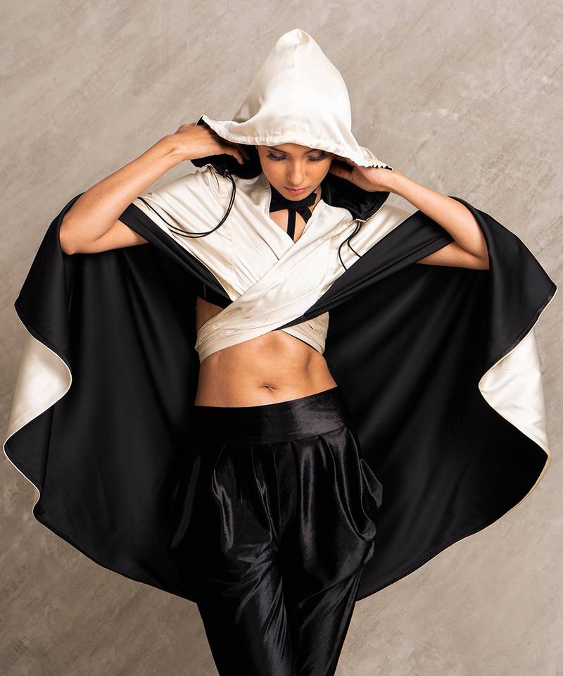 Cream & Black  Irina Cape