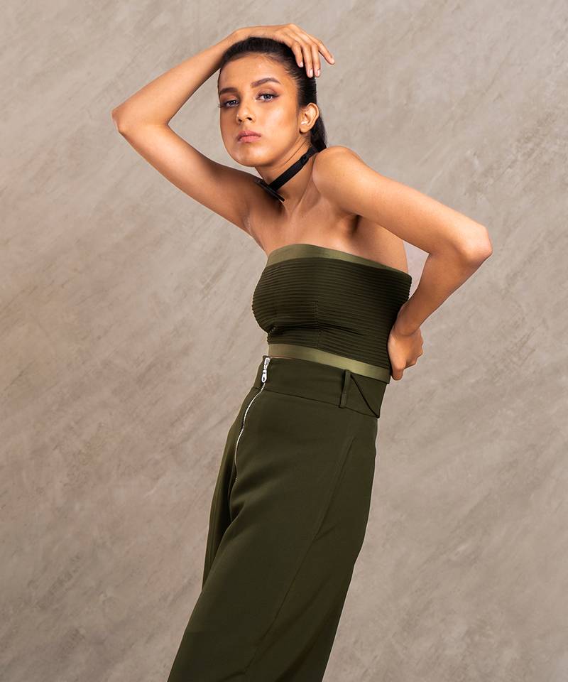 Black & Red Brocade Bader Bustier Top