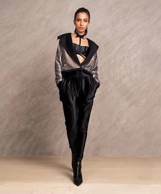 Silver & Grey Matte Sequins Blair Jacket 2