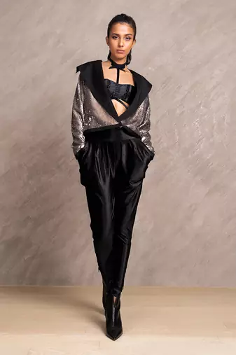 Silver & Grey Matte Sequins Blair Jacket